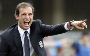 Juventus' coach Massimiliano Allegri shouts during a Serie A soccer match against Chievo Verona at the Bentegodi stadium in Verona, Italy, Saturday, Aug. 30, 2014. (AP Photo/Felice Calabro')