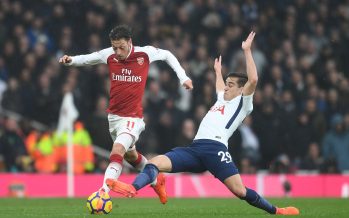 LONDON, ENGLAND - NOVEMBER 18: Hector Bellerin of Arsenal takes on Harry Winks of Tottenham during the Premier League match between Arsenal and Tottenham Hotspur at Emirates Stadium on November 18, 2017 in London, England. (Photo by David Price/Arsenal FC via Getty Images) *** Local Caption *** Hector Bellerin; Harry Winks