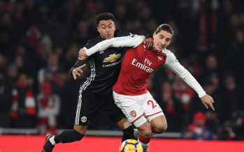 LONDON, ENGLAND - DECEMBER 02: Hector Bellerin of Arsenal challenged by Jesse Lingard of Man United during the Premier League match between Arsenal and Manchester United at Emirates Stadium on December 2, 2017 in London, England. (Photo by Stuart MacFarlane/Arsenal FC via Getty Images) *** Local Caption *** Hector Bellerin;Jesse Lingerd