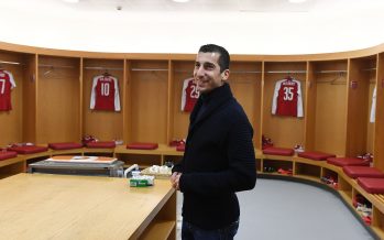 LONDON, ENGLAND - JANUARY 24: New Arsenal signing Henrikh Mkhitaryan in the home changing room at Emirates Cup before the Carabao Cup Semi-Final Second Leg between Arsenal and Chelsea on January 24, 2018 in London, England. (Photo by Stuart MacFarlane/Arsenal FC via Getty Images) *** Local Caption *** Henrikh Mkhitaryan
