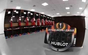 MOSCOW, RUSSIA - APRIL 12: The Arsenal changing room before the UEFA Europa League quarter final leg two match between CSKA Moskva and Arsenal FC at on April 12, 2018 in Moscow, Russia. (Photo by Stuart MacFarlane/Arsenal FC via Getty Images) *** Local Caption *** Changing room