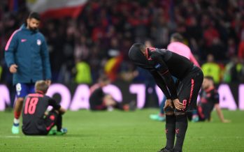 MADRID, SPAIN - MAY 03: Dejected Arsenal forward Alex Lacazette after the UEFA Europa League Semi Final second leg match between Atletico Madrid and Arsenal FC at Estadio Wanda Metropolitano on May 3, 2018 in Madrid, Spain. (Photo by Stuart MacFarlane/Arsenal FC via Getty Images) *** Local Caption *** Alex Lacazette