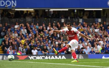 LONDON, ENGLAND - AUGUST 18: Henrikh Mkhitaryan scores Arsenal's 1st goal during the Premier League match between Chelsea FC and Arsenal FC at Stamford Bridge on August 18, 2018 in London, United Kingdom. (Photo by David Price/Arsenal FC via Getty Images) *** Local Caption *** Henrikh Mkhitaryan