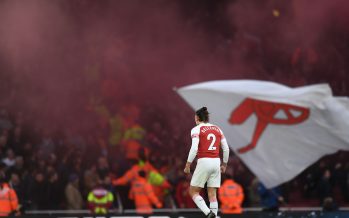 LONDON, ENGLAND - DECEMBER 02: Hector Bellerin celebrates Arsenal's 3rd goal during the Premier League match between Arsenal FC and Tottenham Hotspur at Emirates Stadium on December 2, 2018 in London, United Kingdom. (Photo by David Price/Arsenal FC via Getty Images) *** Local Caption *** Hector Bellerin