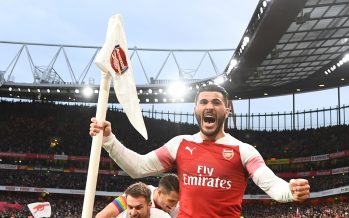 LONDON, ENGLAND - DECEMBER 02: Sead Kolasinac celebrates the 3rd Arsenal goal during the Premier League match between Arsenal FC and Tottenham Hotspur at Emirates Stadium on December 1, 2018 in London, United Kingdom. (Photo by Stuart MacFarlane/Arsenal FC via Getty Images) *** Local Caption *** Sead Kolasinac