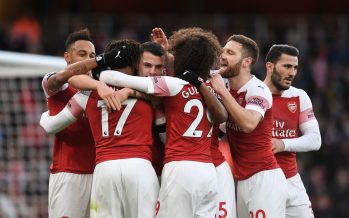 LONDON, ENGLAND - JANUARY 01: Granit Xhaka celebrates scoring a goal for Arsenal during the Premier League match between Arsenal FC and Fulham FC at Emirates Stadium on January 1, 2019 in London, United Kingdom. (Photo by David Price/Arsenal FC via Getty Images) *** Local Caption *** Granit Xhaka