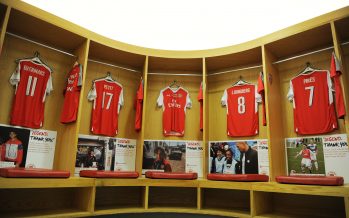 LONDON, ENGLAND - SEPTEMBER 03: Arsenal shirts hang in the home changing room before the friendly match between the Arsenal Legends and Milan Glorie at Emirates Stadium on September 3, 2016 in London, England. (Photo by Stuart MacFarlane/Arsenal FC via Getty Images) *** Local Caption *** Arsenal shirts