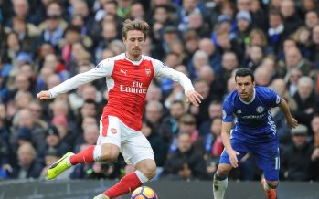 LONDON, ENGLAND - FEBRUARY 04: Nacho Monreal of Arsenal breaks past Pedro of Chelsea during the Premier League match between Chelsea and Arsenal at Stamford Bridge on February 4, 2017 in London, England. (Photo by Stuart MacFarlane/Arsenal FC via Getty Images) *** Local Caption *** Nacho Monreal;Pedro