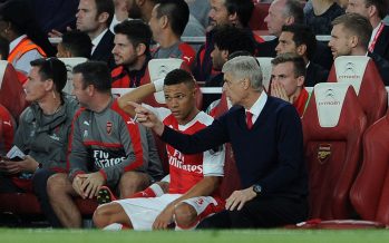 LONDON, ENGLAND - SEPTEMBER 24: Arsene Wenger the Manager of Arsenal gives Kieran Gibbs some instructions before he goes on during the Premier League match between Arsenal and Chelsea at Emirates Stadium on September 24, 2016 in London, England. (Photo by David Price/Arsenal FC via Getty Images) *** Local Caption *** Arsene Wenger; Kieran Gibbs